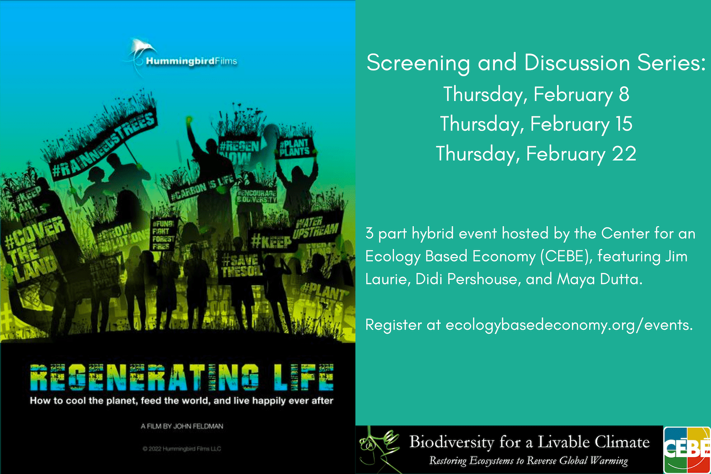 Regenerating Life Screening and Discussion Series – February 8, 15, and 22